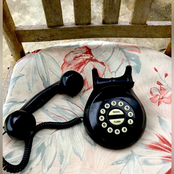Other - Vintage old fashioned phone. Black with white buttons. With Cord.